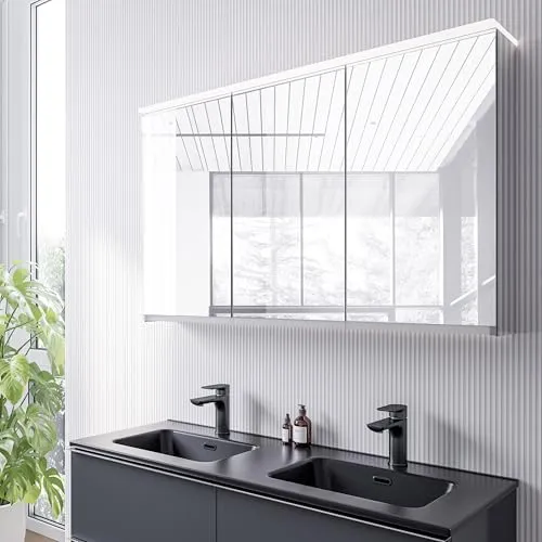 Produktbild BERNSTEIN LED-Spiegelschrank VARO 120cm – 3-Türig mit Soft-Close-Türen