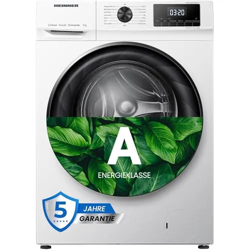 HEINNER HWM-H9014INVA+++ – Waschmaschine 9kg, 1400 U/min, Inverter-Motor, LED-Display, 15 Programme, Energieeffizienzklasse A, Weiß, 5 Jahre Garantie (9 KG)