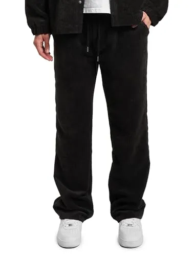 DEF Herren Jogginghosen Schwarz XL - Cord Sweat Pant - Wanderhosen mit modernem Look, hoher Tragekomfort und fairem Preis. Ideal für aktive Männer, die Stil und Bequemlichkeit schätzen.