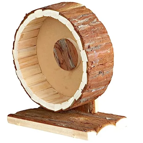 Exercise Wheel Mice Bark Wood 22 cm - Gesundes Kleintierspielzeug, leise Bewegung und ungiftige Materialien für Ihre Haustiere