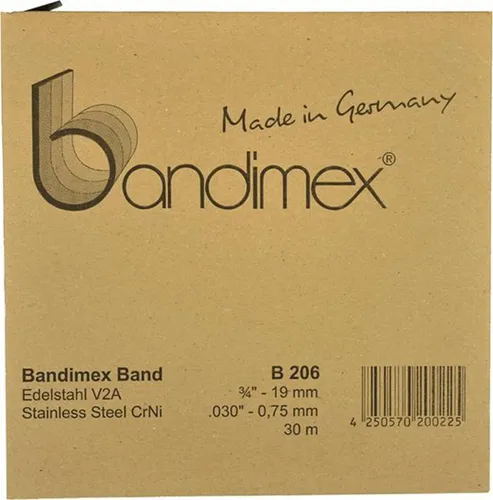 Edelstahl Stahlband 1.4301, 9,5mm x 30m von bandimex