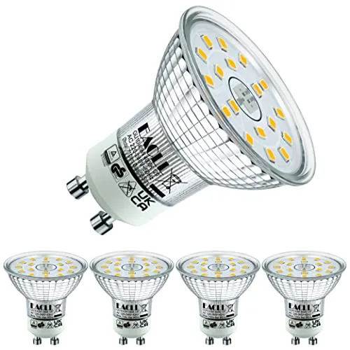EACLL GU10 LED 4000K 4.9W Ersetzt 75W Halogen Leuchtmittel, 4er-Pack. Neutralweiss 585 Lumen Birnen, AC 230V Flimmerfrei Strahler, Abstrahlwinkel 120 Grad Spot, Nicht Dimmbar Ø50xH53mm Reflektorlampen