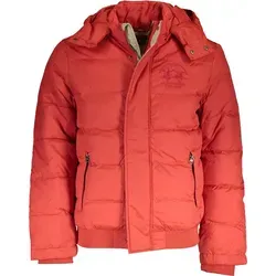 LA MARTINA MAN ORANGE JACKE - Funktionsjacke in lebendigem Orange, mit abnehmbarer Kapuze und eleganter Stickerei. Praktische Taschen bieten Stauraum, ideal für aktive Tage.