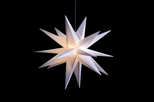 STERNTALER Stern 18 Zacken weiß 65 cm - Nussknacker mit 18 Zacken, ideal für drinnen und draußen, wetterfest (IP44) und energieeffizient durch LED-Beleuchtung.