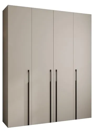 MEBLE KRYSPOL Como 3 Schrank mit 4 Türen - Kleiderschrank - Garderobe - Aufbewahrungsschrank für Schlafzimmer, Jugendzimmer, Kinderzimmer - 245,5x200x40cm - Kaschmir, Schwarz