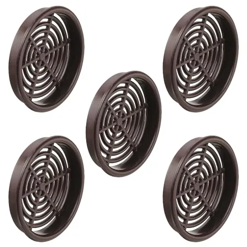 cyclingcolors 5x Lüftungsgitter abluftgitter außengitter rund Gesamt 65 mm innen 60 mm kunststoff luftrosette perforiert flach, Dunkelbraun