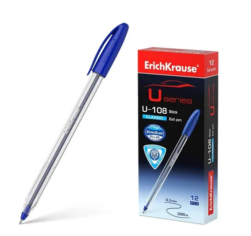 Erich Krause Kugelschreiber, Kugelschreiber U-108 Classic 0,3mm 12er Pack Blau