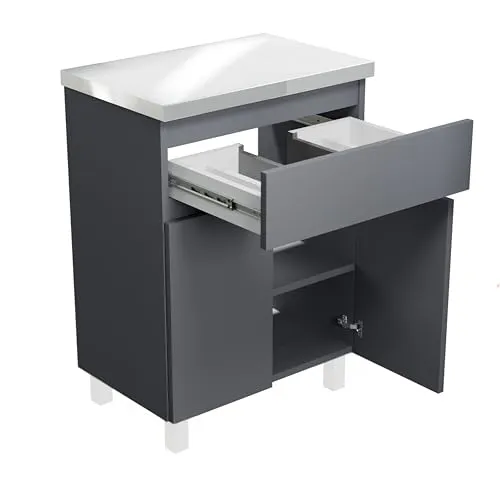 paplinskimoebel - Waschbeckenunterschrank Ariza TOP 60 cm Breite, ohne Waschbecken, Unterschrank mit Schublade, Hängend oder Stehend, für Aufsatzwaschbecken - Grau matt