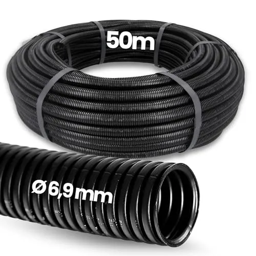 Meter Kalitec Wellrohr geschlossen NW 7,5 I ungeschlitzt Wellschlauch I Marderschutzrohr I Leerrohr I Kabelschutz AD 9,9 mm ID 6,9 mm 50