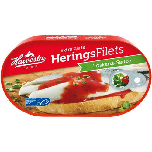 Produktbild Hawesta zarte Heringsfilets in Toskana-Sauce MSC 200g Dose