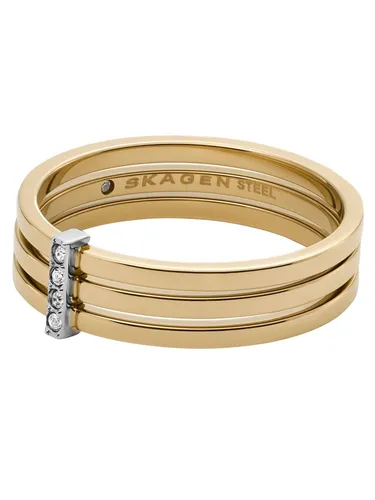 SKAGEN Fingerring SKJ1672998503 - Eleganter Edelstahlring - Fingerring aus vergoldetem Edelstahl mit funkelnden Glassteinen, inspiriert von der Schönheit des Meeres - ideal für jeden Anlass.