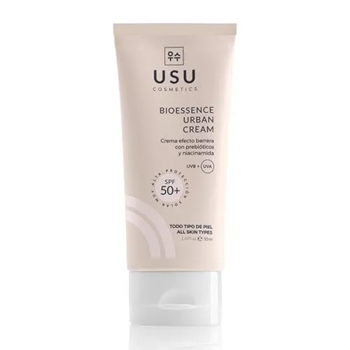 Usu Cosmetics Bioessence Urban Sonnenschutzcreme SPF 50 - 50ml - Sonnenpflege mit hohem Lichtschutzfaktor 50, schützt die Haut vor UV-Strahlen und bietet gleichzeitig pflegende Bio-Inhaltsstoffe.