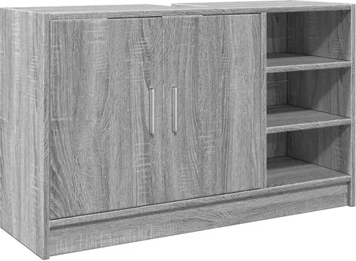 vidaXL Waschbeckenunterschrank, Grau Sonoma Holzwerkstoff - Unterschrank fürs Bad mit reichlich Stauraum und feuchtigkeitsbeständigem Holzwerkstoff für ein ordentliches Badezimmerdesign.