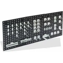 ADB Hakensatz Hakenset 12-110 teilig - Werkstatteinrichtung für optimale Werkzeugorganisation, pulverbeschichtete Haken für Lochwände, einfache Montage mit Kunststoffschraube und ästhetischem Design in Weissaluminium.