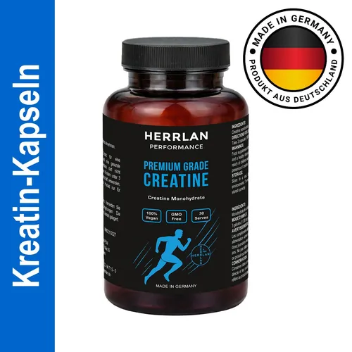 HERRLAN® Creatine Monohydrat-Kapseln - 90 Kapseln für optimale Leistung - Praktische Kapseln für den täglichen Einsatz, ideal zur Unterstützung der Fitnessziele. Enthält hochwertige Inhaltsstoffe für eine gezielte Anwendung.
