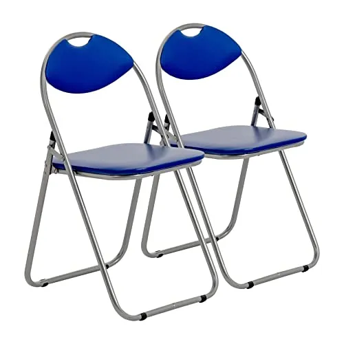 Harbour Housewares Gepolsterte Klappstühle - leicht zu verstauende Metallrahmen-Büroschreibtisch-Schlafzimmer-Sitzgelegenheit - maximale Belastung: 114 kg - Blau - 2er-Pack