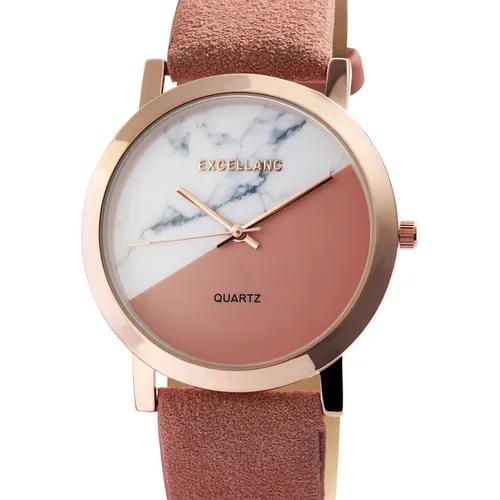 Excellanc Damenuhr Analog Armbanduhr Frauen Lederimitat Marmoriert Basic Quarz