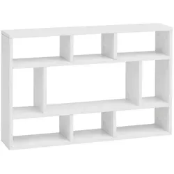 Wohnling Wandregal WL5.810 - Modernes Hängeregal in Weiß - Schweberegal für die Wand mit 9 Ablagefächern, ideal für Bücher und Deko. Maximale Belastung pro Fach: 5 kg. Perfekt für stilvolle Stauraumlösungen im Wohnzimmer.