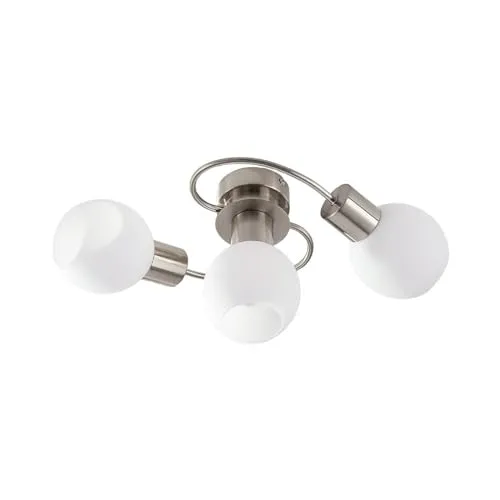 Lindby Ciala 3 Deckenleuchte - Weiß/Nickel - Moderne Deckenleuchte mit elegantem S-Design und drei austauschbaren LED-Leuchtmitteln für energieeffiziente Grundbeleuchtung, ideal für stimmungsvolle Akzente im Schlafzimmer.