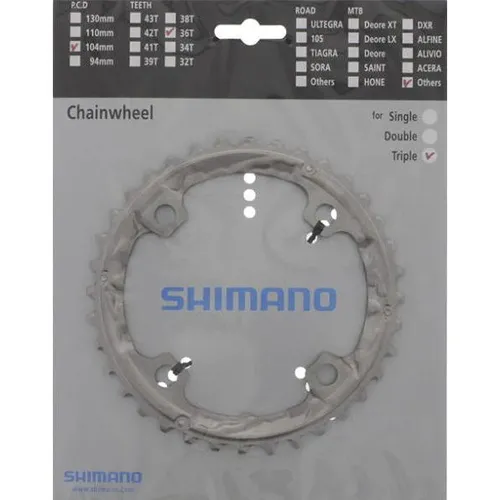 Shimano Kettenblatt Deore LX FC-T551 36 Zähne - Kettenblatt für Veloantrieb, langlebig und präzise für optimale Schaltperformance auf jedem Terrain.