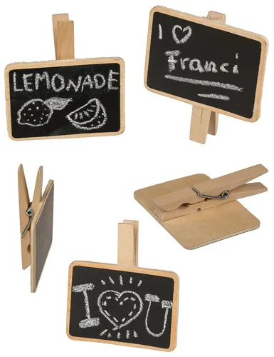 1x Holztafel Holzschild mit Holzklammer Pflanzenschild Memotafel zum Beschriften