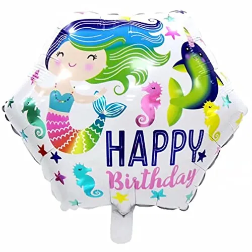 Happy Birthday Luftballons - Geniale Geschenkidee Deko für Geburtstage oder Partys Ballon Helium Folienballon klein mit für Kinder Dekoration Partydeko JGA Geschenkidee (Mehrjungfrau)