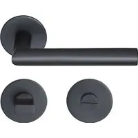 MeinTürgriff Drückergarnitur Toulouse Flachrosette Schwarz - Türsicherungen mit magnetischer Unterkonstruktion für einfache Montage, ideal für Innentüren und in elegantem Schwarz matt.