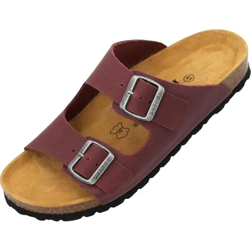 Palado Pantoletten Herren Korfu Oiled Premium Leather - modische Sandalen Made in Spain - bequeme Hausschuhe - modische Sommerschuhe Bordeaux UK9,5 - EU43