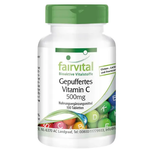 Gepuffertes Vitamin C 500 mg - 100 Tabletten magenfreundlich - VEGAN | fairvital