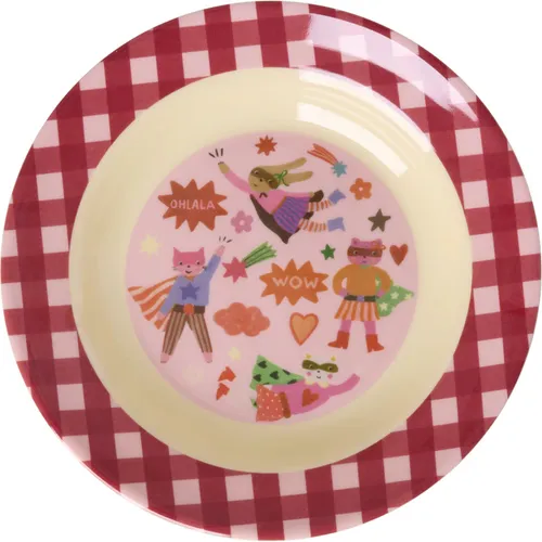 Rice by Rice Melamine Kids Bowl With Hero Print Pink 250 Ml 20,00 Größe Standard