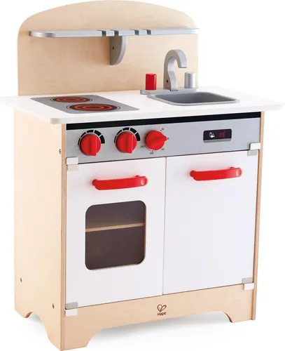 Hape Spielküche - weiße Holzküche für Kinder mit Ofen und Kühlschrank