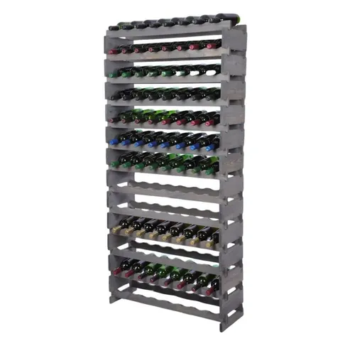 PROREGAL® Weinregal VINOTECA FLEX PRO - 104 Flaschen Grau - Weinregal für 104 Flaschen, ideal für 1-Liter-Weinflaschen. Robuste Konstruktion aus FSC-zertifiziertem Kiefernholz, kinderleichte Montage, perfekt für Zuhause oder Gastronomie.