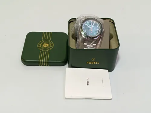 Fossil Chronograph Analog Quarz Herren Armbanduhr FS6048 - Hochwertige Herren-Armbanduhr mit chronographischen Funktionen, grünem Zifferblatt und 50 m Wasserdichtigkeit – ideal für Sport und Alltag.