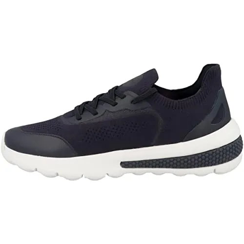 Geox Spherica Actif A Damen Sneaker Blau EU 38 - Sneaker für Damen mit Zero-Shock System für optimalen Komfort und Dämpfung. Atmungsaktives Design aus Strickstoff und Lederoptik, ideal für den aktiven Alltag.