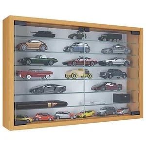 VCM Glasvitrine Mandosa XL - Hängend mit 6 Fachböden - Vitrine für Schmuckpräsentation, aus gehärtetem ESG-Sicherheitsglas, schützend und stilvoll. Maße: 60 x 40 x 10 cm, Gewicht: 8 kg, Farbe: buche.