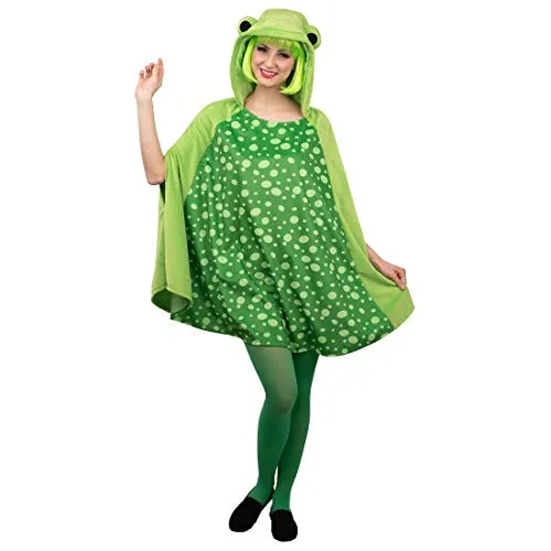 NET TOYS Witziges Frosch-Cape aus Plüsch für Erwachsene - Grün - Originelles Damen-Kostüm Froschkönigin als Überwurf - Wie geschaffen für Kostümfest & Mottoparty