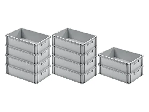 SparSet 10x Eurobehälter mit geschlossenem Griff - Transportboxen, stabil und temperaturresistent von -20 bis +80°C, ideal für Ordnung und Ersparnis im Lager oder Zuhause.