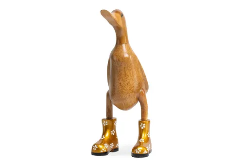 Rikmani Dekofigur Holzfigur Ente Stiefel in gold von Rikmani