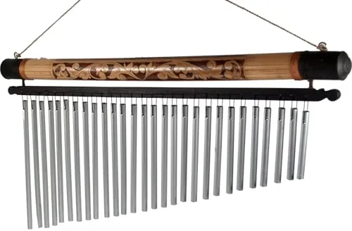 GURU SHOP Aluminium Klangspiel, Windspiel mit Bambus - Variante 8, 28x50x4 cm