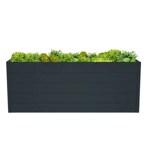 Mega-Holz Hochbeet aus pulverbeschichtetem Aluminium – L-Variante - Hochbeet mit 1,68 m² Kulturfläche, witterungsbeständig und robust, ideal für Gartenliebhaber.