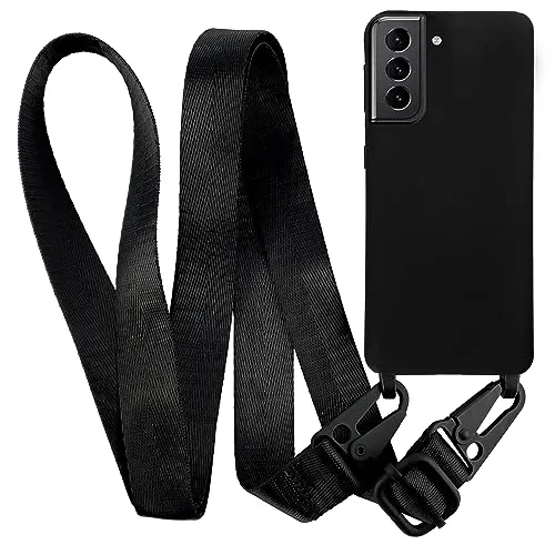 MyGadget Handykette für Samsung Galaxy S22 Plus - TPU Hülle mit Band - Handyhülle mit Handyband zum Umhängen Kordel Schnur Case Schutzhülle - Schwarz