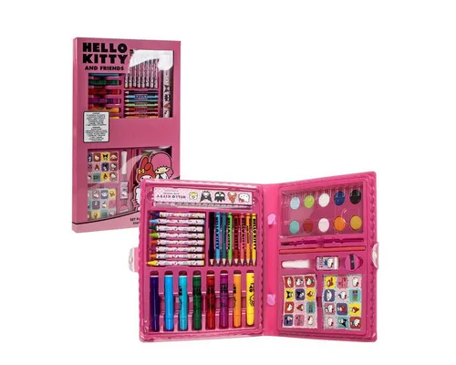 Cerda Kreativset Hello Kitty Mal- und Schreibset – Kinder Schreibwaren-Set zum Ausmalen, (Mal- und Schreibset, Motivbox mit Hello Kitty Design), Ausmalbar