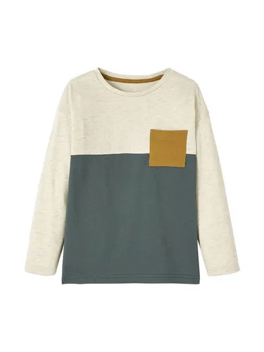 vertbaudet Langarmshirt Jungen Shirt Colorblock Brusttasche