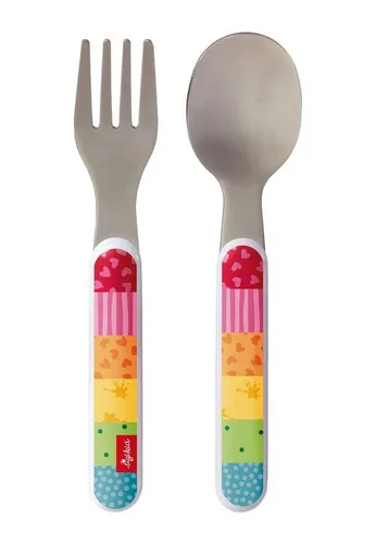 Sigikid Kinderbesteck Kinderbesteck 2 tlg. Besteck-Set: Löffel und Gabel (2-tlg), 1 Personen, Kopf: 100% rostfreier Edelstahl, Griff: 100% ABS
