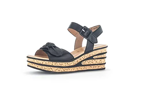 Gabor Damen Keilsandalen, Frauen Sandalen,Best Fitting,Keilsandaletten,Keilabsatz,Wedge-Heel,Sommerschuhe,Freizeitschuhe,schwarz,42 EU / 8 UK