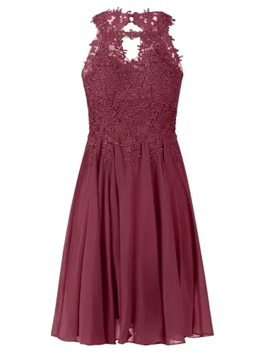 APART Cocktailkleid mit Cut-Out-Rücken in Bordeauxrot, Größe 34 - Elegantes Cocktailkleid für Damen mit floralem Spitzenmuster und raffiniertem Cut-Out-Rücken – perfekt für festliche Anlässe!