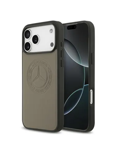 Mercedes Leder Vintage Logo MagSafe Hülle für iPhone 17 Pro Max taupe