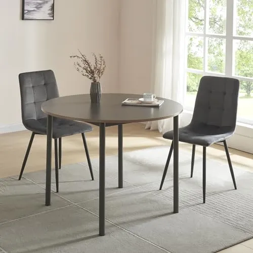 [en.casa] Esstisch Lindesberg Ø100 cm für 4 Personen - Esszimmertisch mit eleganter runder Tischplatte und stabilen Stahlbeinen, ideal für gesellige Runden und einfache Pflege.