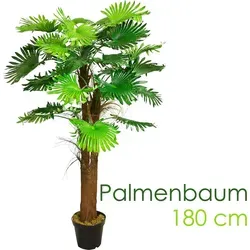 Decovego Kunstpalme Fächerpalme 180 cm - Kunstpalmen: Diese 180 cm hohe Fächerpalme sieht täuschend echt aus und bringt tropisches Flair in Ihr Zuhause – ideal für Wohnzimmer, Büro oder geschützte Außenbereiche.