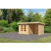 Karibu Holz-Gartenhaus Ängelholm Natur Pultdach 220x220 cm